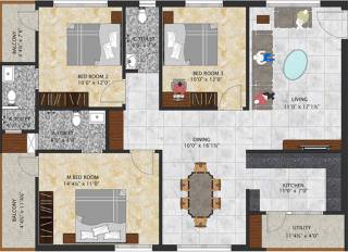 Anubandana Sai Paradise (3BHK+3T (1,560 sq ft) 1560 sq ft)