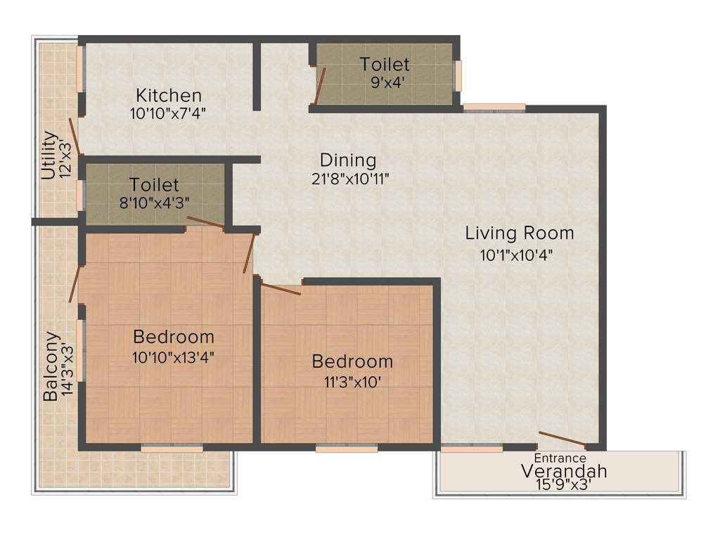 Star Niveshana Highfield (2BHK+2T (1,152 sq ft) 1152 sq ft)