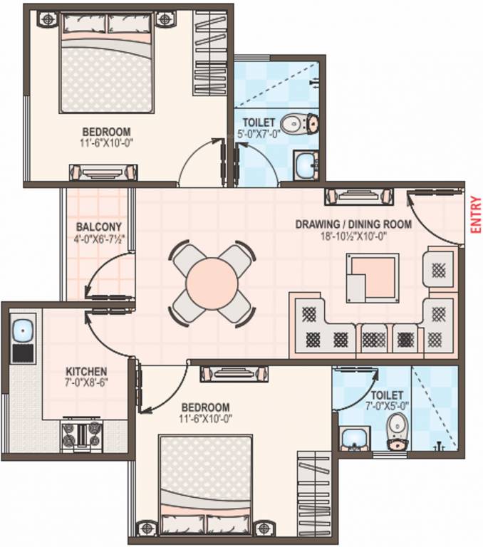 Manglam Tarang (2BHK+2T (834 sq ft) 834 sq ft)