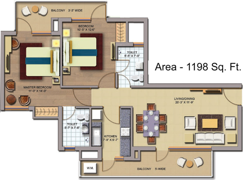 CHD Avenue 71 (2BHK+2T (1,198 sq ft) 1198 sq ft) CHD Avenue 71 (2BHK+2T (1,198 sq ft) 1198 sq ft)