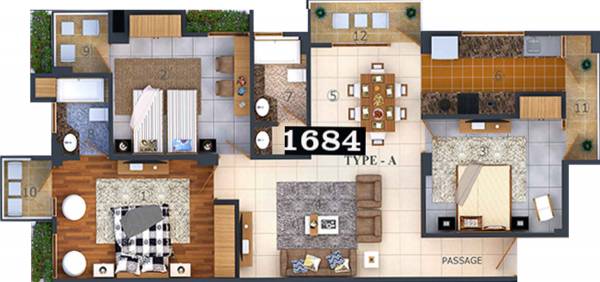 Finstem Group Eastern Homes (3BHK+2T (1,684 sq ft) 1684 sq ft)