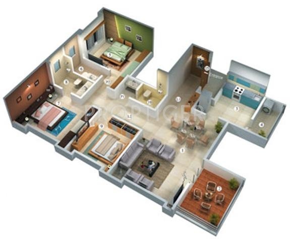 Vascon Willows (3BHK+3T (1,860 sq ft) 1860 sq ft)