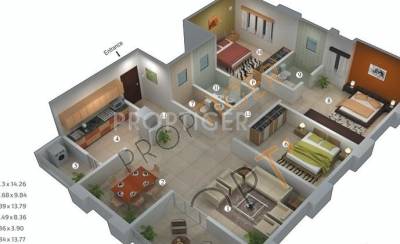 Vascon Willows (3BHK+3T (1,860 sq ft) 1860 sq ft)