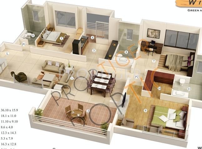 Vascon Willows (3BHK+3T (2,290 sq ft) 2290 sq ft)