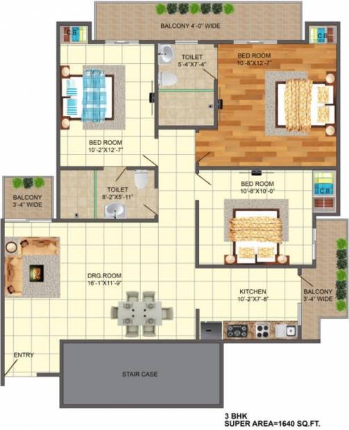 Adwik Flora Casa (3BHK+2T (1,640 sq ft) 1640 sq ft)