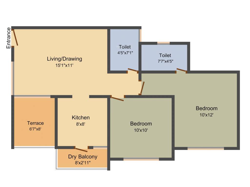 Pristine Equilife (2BHK+2T (890 sq ft) 890 sq ft)