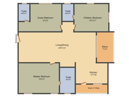 Green Grand (3BHK+3T (1,726 sq ft) 1726 sq ft)