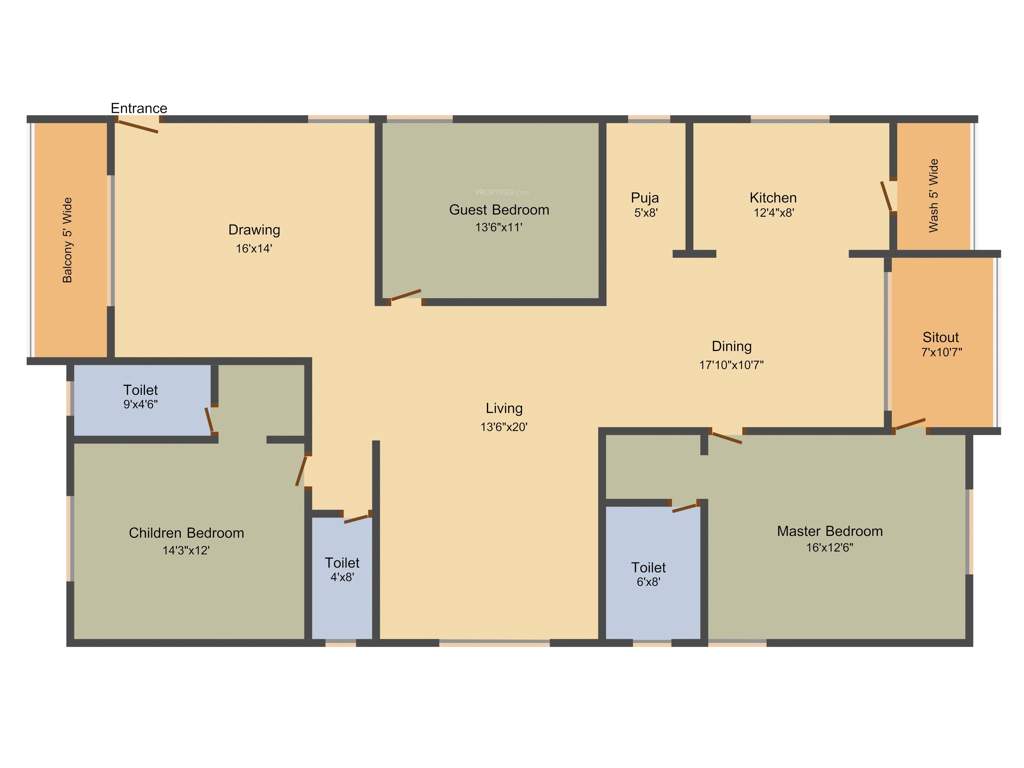Green Grand (3BHK+3T (2,452 sq ft) + Pooja Room 2452 sq ft)