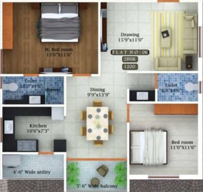 Green Tulasi (2BHK+2T (1,200 sq ft) 1200 sq ft)