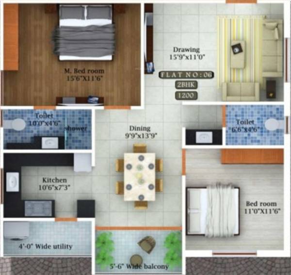 Green Tulasi (2BHK+2T (1,200 sq ft) 1200 sq ft)