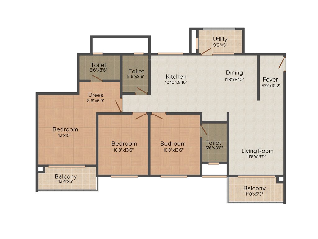 Vaswani Exquisite (3BHK+3T (1,870 sq ft) 1870 sq ft)