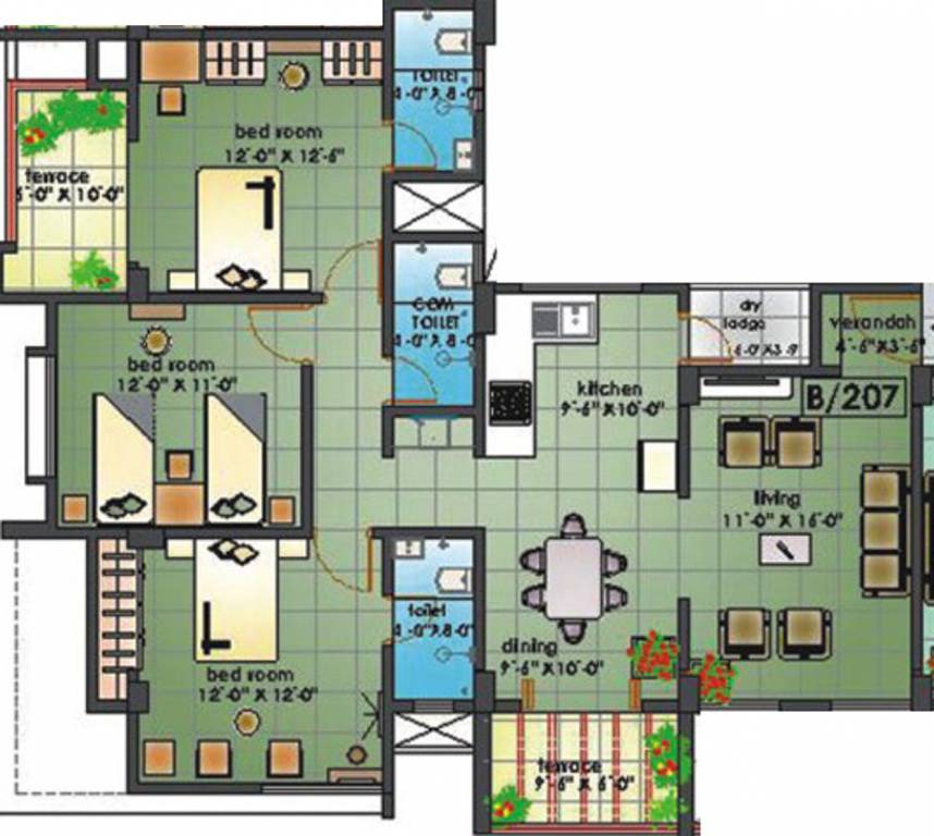 Suraj Raysons Royal Arch (3BHK+3T (1,405 sq ft) 1405 sq ft)