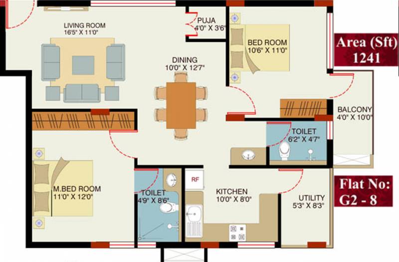 VKC Chourasia Manor Phase 2 (2BHK+2T (1,241 sq ft)   Pooja Room 1241 sq ft)