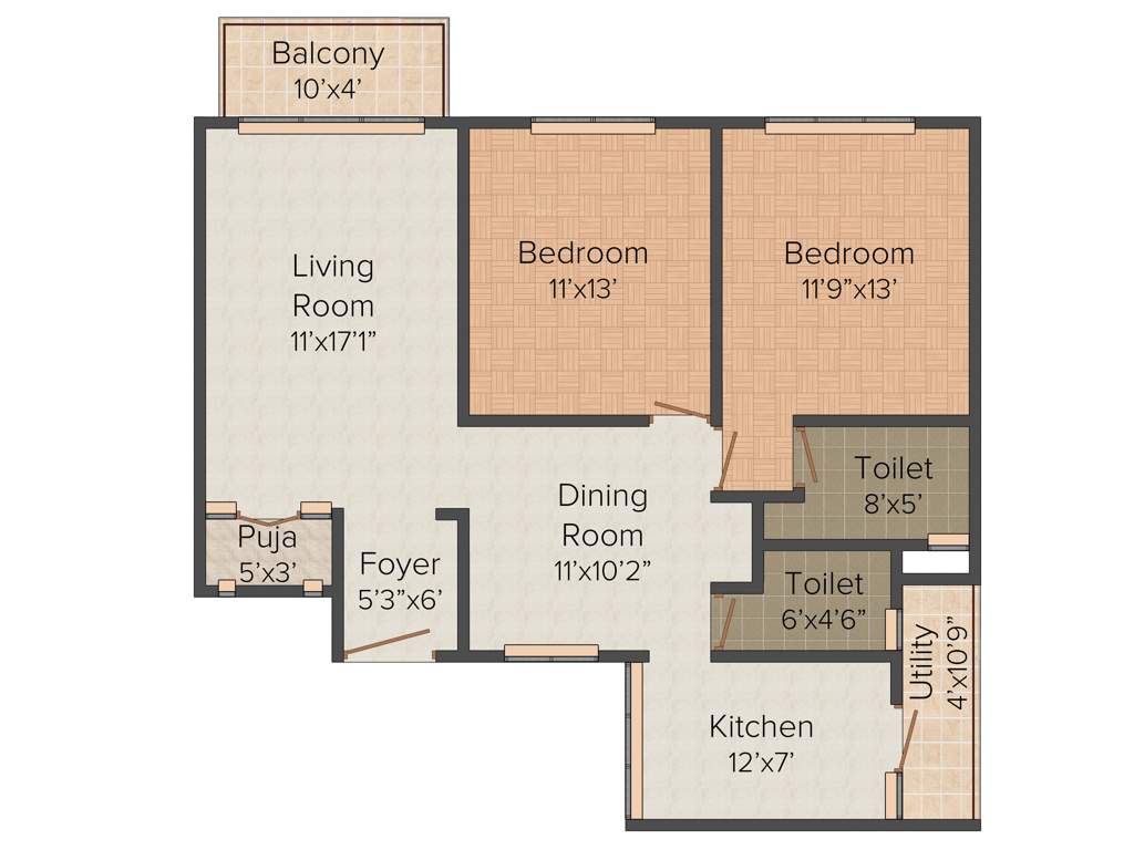 VKC Chourasia Manor Phase 2 (2BHK+2T (1,357 sq ft) Pooja Room 1357 sq ft)