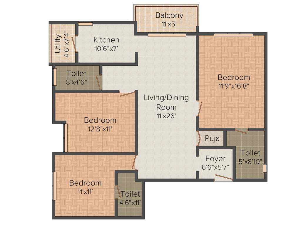 VKC Chourasia Manor Phase 2 (3BHK+3T (1,692 sq ft) Pooja Room 1692 sq ft)