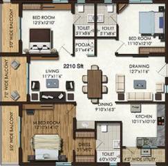 Jayabheri The Capital (3BHK+3T (2,210 sq ft) + Pooja Room 2210 sq ft)