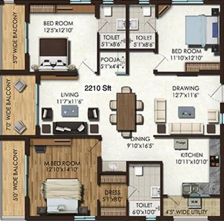 Jayabheri The Capital (3BHK+3T (2,210 sq ft) + Pooja Room 2210 sq ft) Jayabheri The Capital (3BHK+3T (2,210 sq ft) + Pooja Room 2210 sq ft)