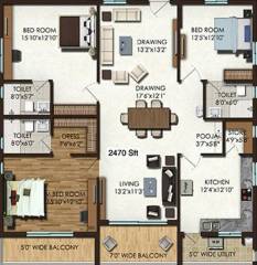 Jayabheri The Capital (3BHK+3T (2,470 sq ft) + Pooja Room 2470 sq ft)