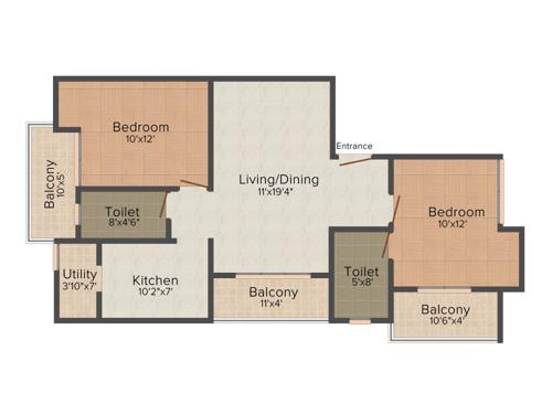 Rishi Oak Dale (2BHK+2T (1,100 sq ft) 1100 sq ft)