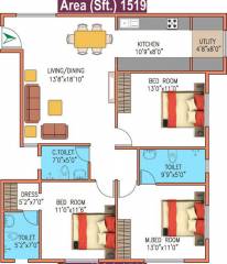 VKC Chourasia Pride (3BHK+3T (1,519 sq ft) 1519 sq ft) VKC Chourasia Pride (3BHK+3T (1,519 sq ft) 1519 sq ft)