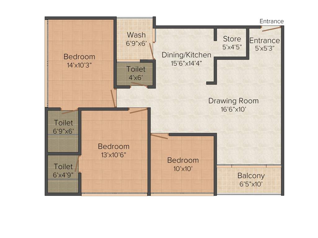 Prasthan Home Town 3 (3BHK+3T (1,773 sq ft) 1773 sq ft)