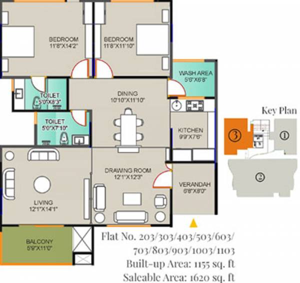 Atlanta Aura (2BHK+2T (1,620 sq ft) 1620 sq ft)