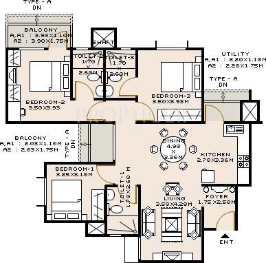 Sobha Iris (3BHK+3T (1,590 sq ft) 1590 sq ft)