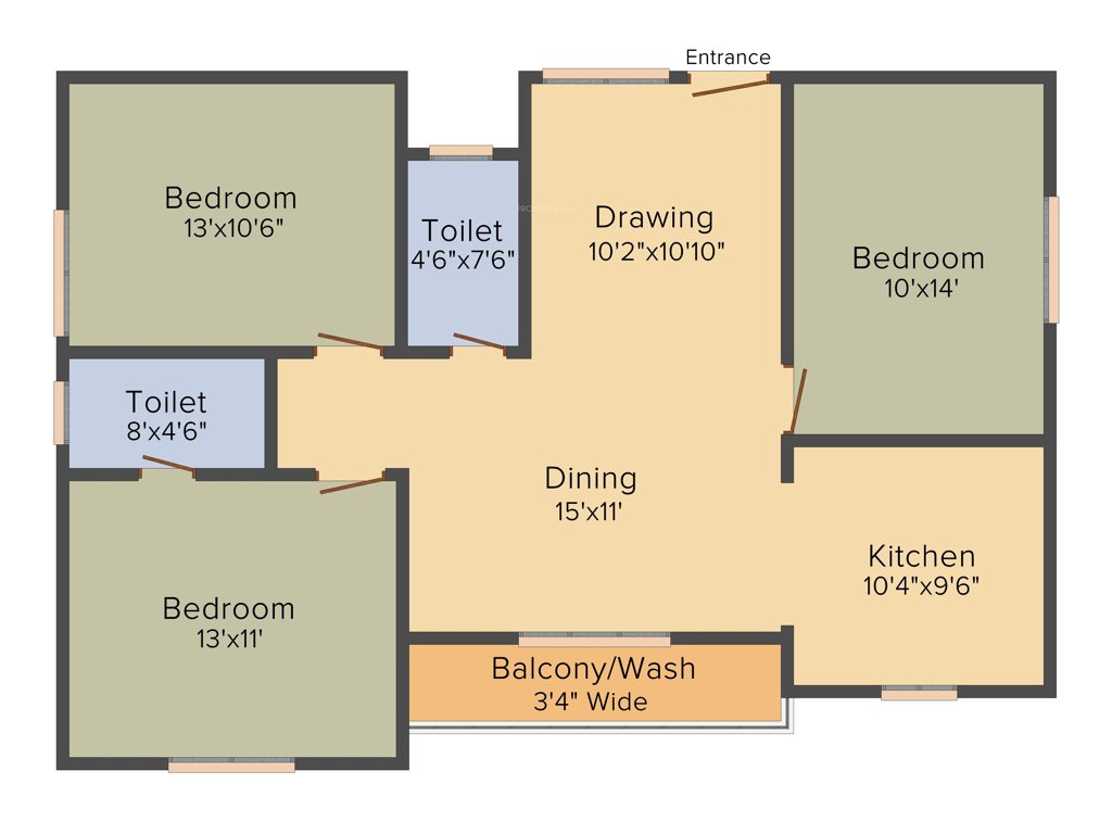 Srivathsa Mayfair Cozy (3BHK+2T (1,335 sq ft) 1335 sq ft)