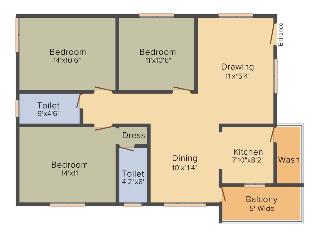 Srivathsa Mayfair Cozy (3BHK+2T (1,370 sq ft) 1370 sq ft)
