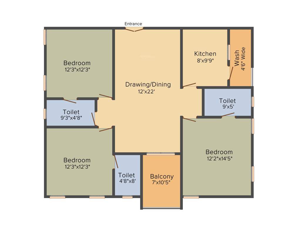 Ludhani Krishna Pride (3BHK+3T (1,535 sq ft) 1535 sq ft)