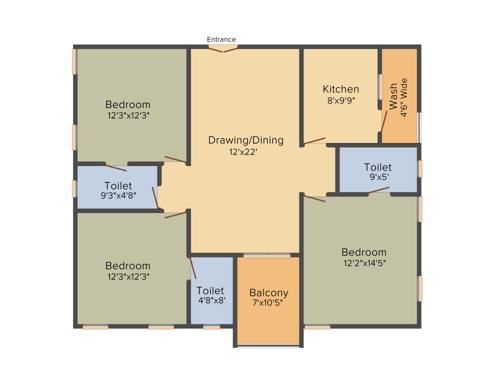 Ludhani Krishna Pride (3BHK+3T (1,535 sq ft) 1535 sq ft) Ludhani Krishna Pride (3BHK+3T (1,535 sq ft) 1535 sq ft)