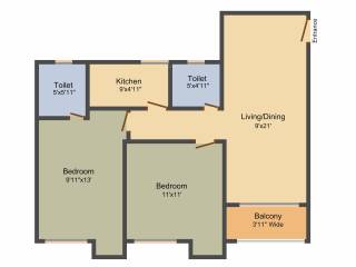 Joy Water Front (2BHK+2T (885 sq ft) 885 sq ft) Joy Water Front (2BHK+2T (885 sq ft) 885 sq ft)