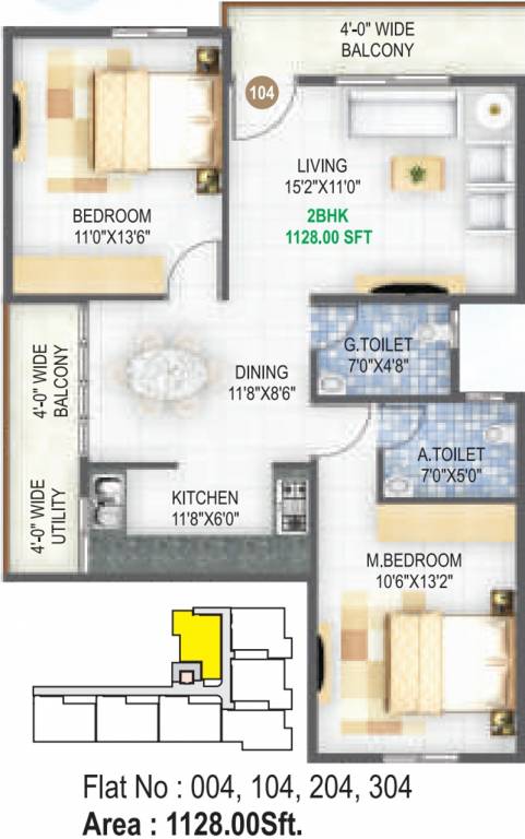 Ashrith Navanivas (2BHK+2T (1,128 sq ft) 1128 sq ft) Ashrith Navanivas (2BHK+2T (1,128 sq ft) 1128 sq ft)