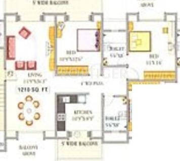 Floor Plan (2BHK+2T) Atul Projects Bella Vista Empress Floor Plan (2BHK+2T)