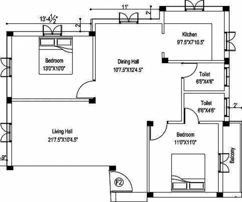 Pappas Srinivas (2BHK+2T (1,142 sq ft) 1142 sq ft)