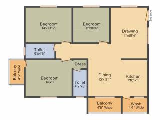 Srivathsa Mayfair Cozy (3BHK+2T (1,455 sq ft) 1455 sq ft)