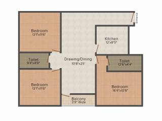 Asian Indigo Residency (3BHK+2T (1,473 sq ft) 1473 sq ft)