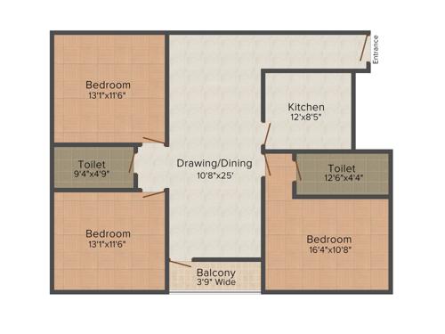 Asian Indigo Residency (3BHK+2T (1,473 sq ft) 1473 sq ft)