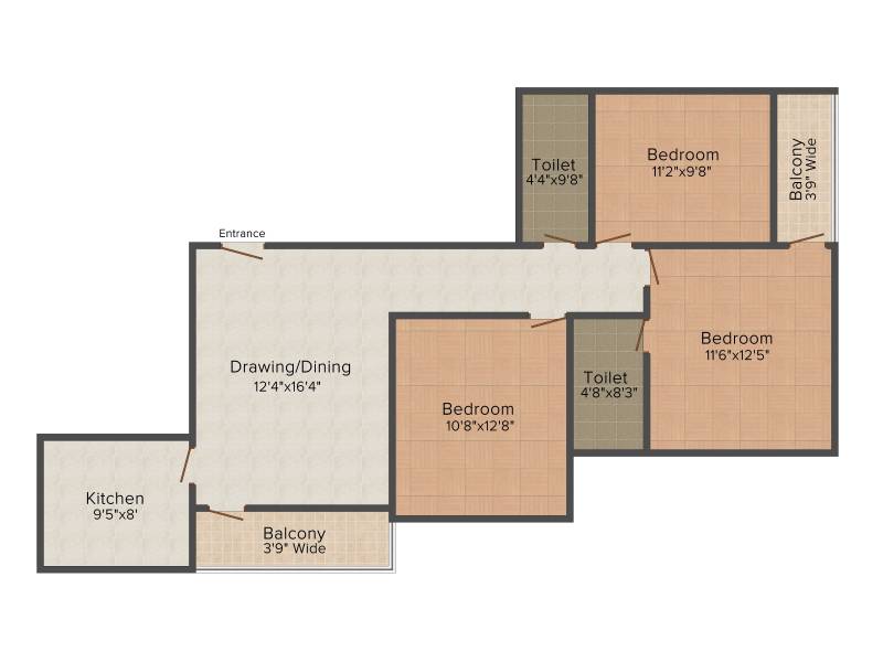 Asian Indigo Residency (3BHK+2T (1,308 sq ft) 1308 sq ft)