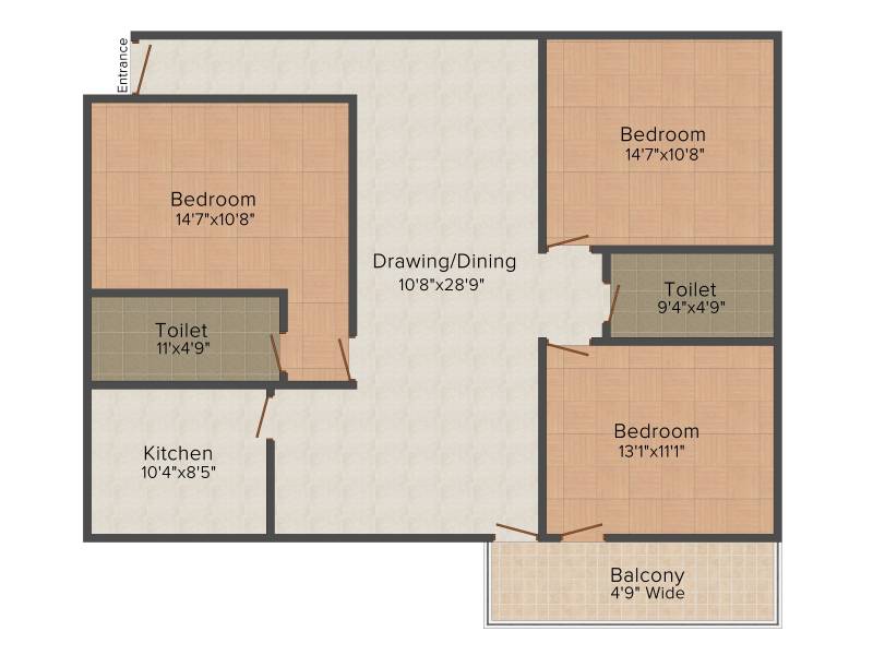 Asian Indigo Residency (3BHK+2T (1,642 sq ft) 1642 sq ft)