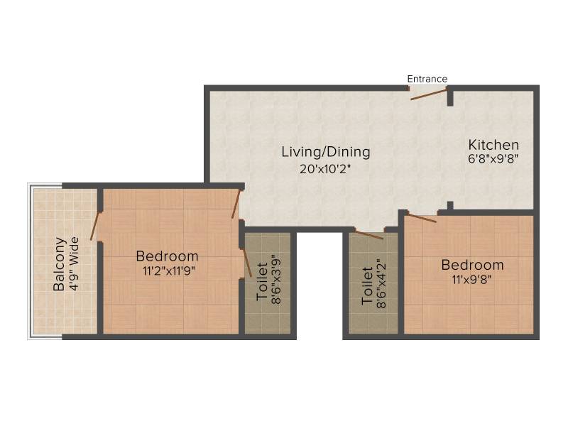 Asian Indigo Residency (2BHK+2T (976 sq ft) 976 sq ft)