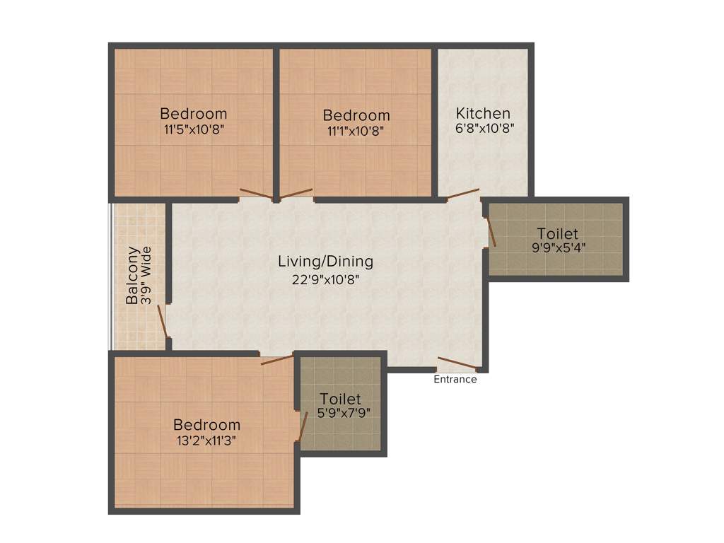 Asian Indigo Residency (3BHK+2T (1,240 sq ft) 1240 sq ft)