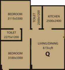 Asian Indigo Residency (2BHK+2T (873 sq ft) 873 sq ft) Asian Indigo Residency (2BHK+2T (873 sq ft) 873 sq ft)