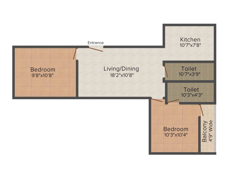 Asian Indigo Residency (2BHK+2T (1,002 sq ft) 1002 sq ft)