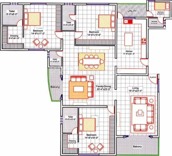 Redifice Ambrosia (3BHK+3T   Servant Room 0 sq ft)