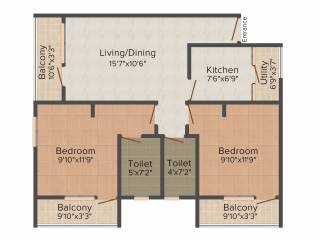 Mohan Raga (2BHK+2T (953 sq ft) 953 sq ft) Mohan Raga (2BHK+2T (953 sq ft) 953 sq ft)