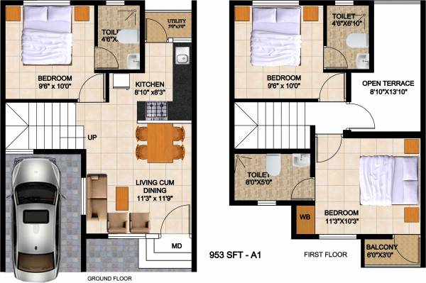 Artha Midas Row Houses (3BHK+3T (953 sq ft) 953 sq ft)