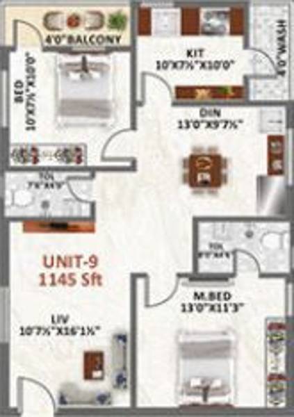 Vijaya Honey Heights (2BHK+2T (1,145 sq ft) 1145 sq ft) Vijaya Honey Heights (2BHK+2T (1,145 sq ft) 1145 sq ft)