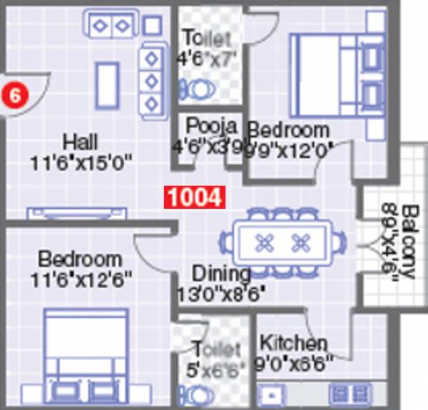 Pavani Pinnacle (2BHK+2T (1,004 sq ft) + Pooja Room 1004 sq ft) Pavani Pinnacle (2BHK+2T (1,004 sq ft) + Pooja Room 1004 sq ft)