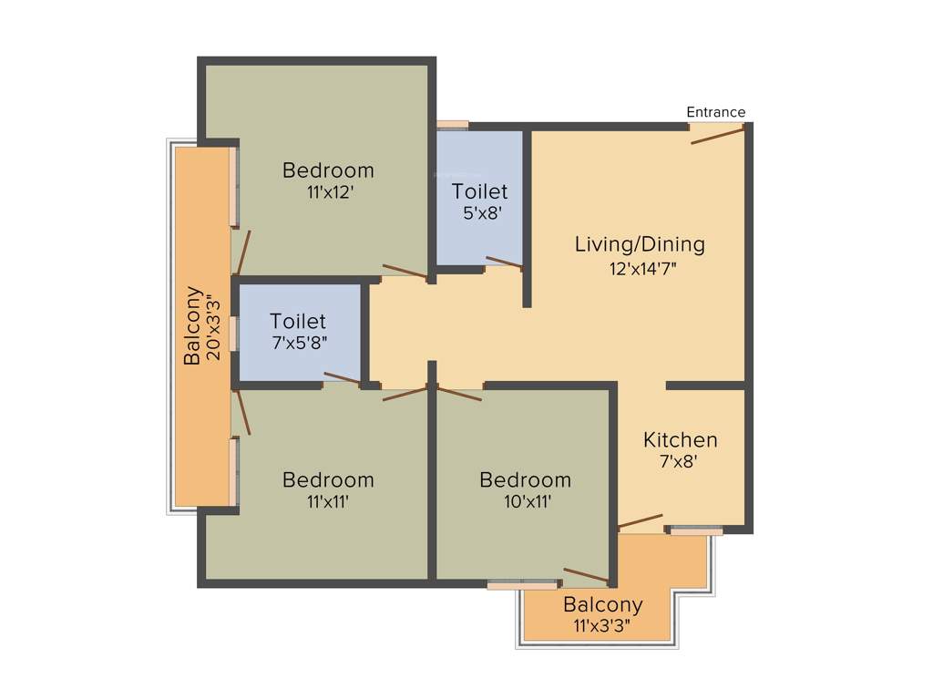 Satyam SBI Residency 2 (3BHK+2T (1,150 sq ft) 1150 sq ft)